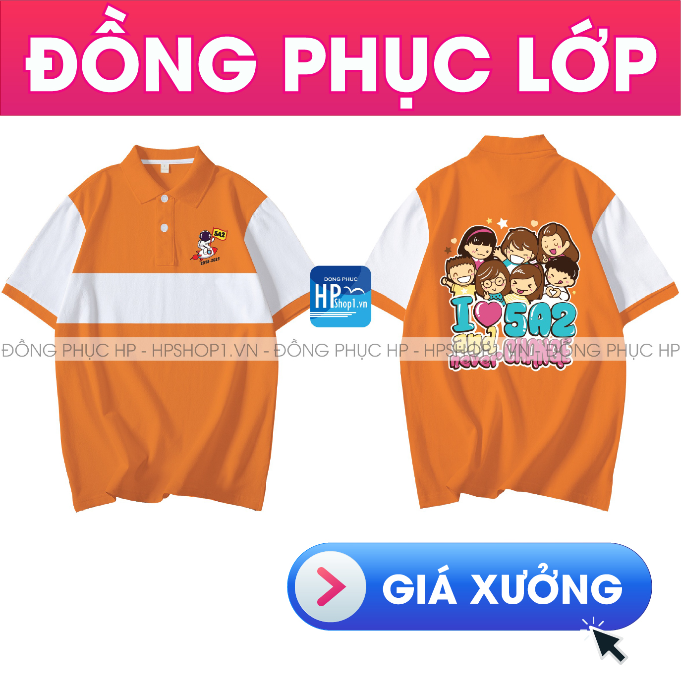 Mẫu áo đồng phục lớp màu cam